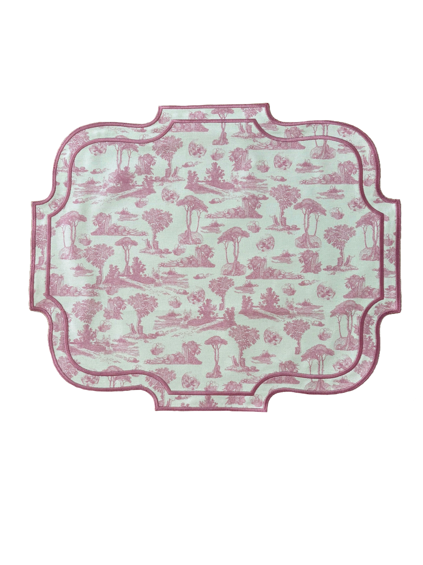 Double-sided pink Toile de Jouy placemat (Set of 2)