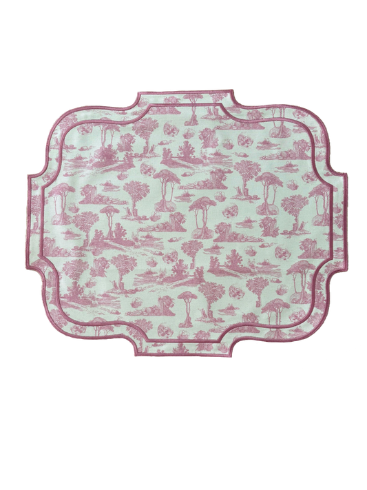 Double-sided pink Toile de Jouy placemat (Set of 2)